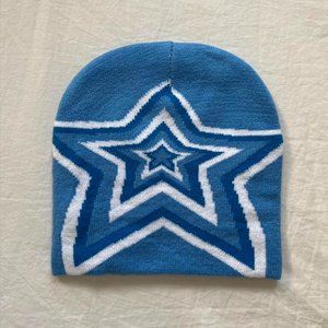 Y2K 2000s grunge punk blue star design beanie